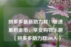 拼多多最新助力群：快速累积金币，享受购物乐趣（拼多多助力群500人）  第1张