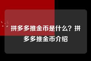 拼多多推金币是什么？拼多多推金币介绍  拼多多推金币 推金币攻略 拼多多助力 拼多多助力网站 拼多多刷助力网站 拼多多助力网站在线刷 拼多多助力平台 第1张