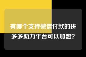 有哪个支持微信付款的拼多多助力平台可以加盟？  微信支付 微信付款 拼多多助力 拼多多助力平台 拼多多刷助力平台 拼多多助力平台在线刷 第1张